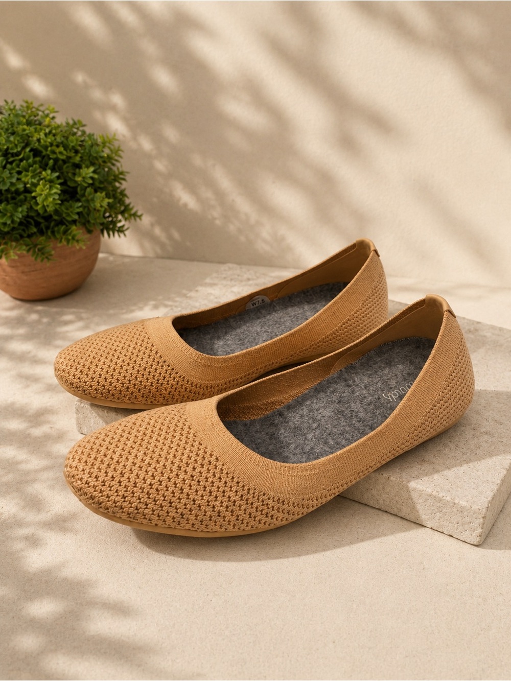 Allbirds Everyday Knit Ballet Flats in vanilla tan 7.5